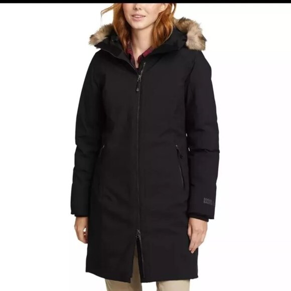 NWT Eddie Bauer Ladies' Waterproof Down Stadium Coat Black Size Small $225 JK622 - Picture 1 of 4